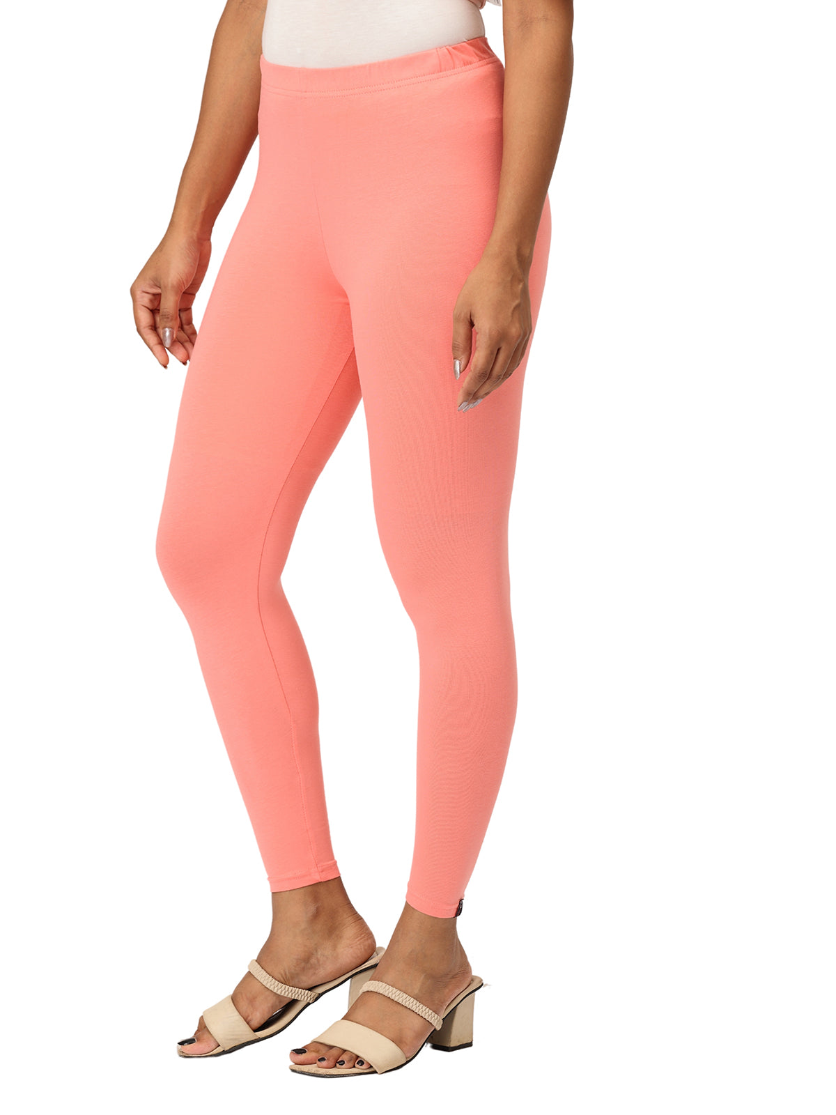 Peach Ankle Leggings for Women | Stretchable Cotton Comfort | Comfortable Everyday Wear