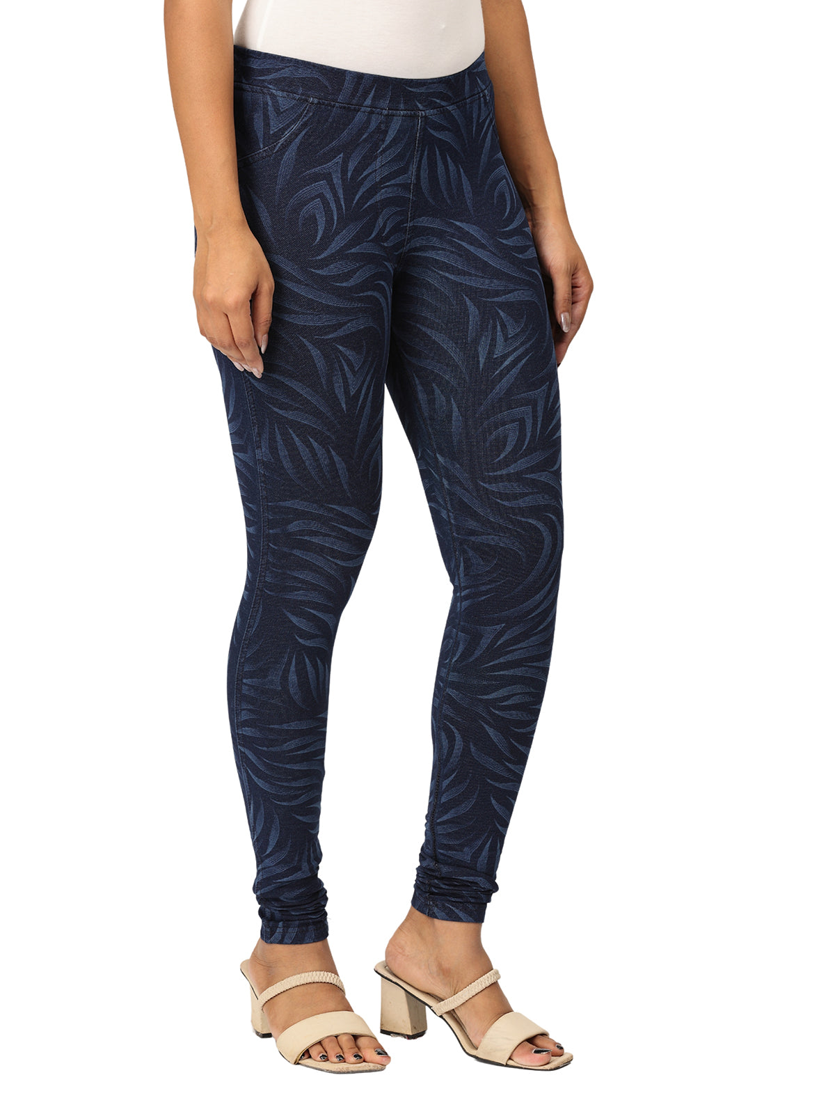 Women’s Printed Jeggings | 95% Cotton 5% Elastane | Stretchable Denim Look Bottoms | Everyday & Office Wear