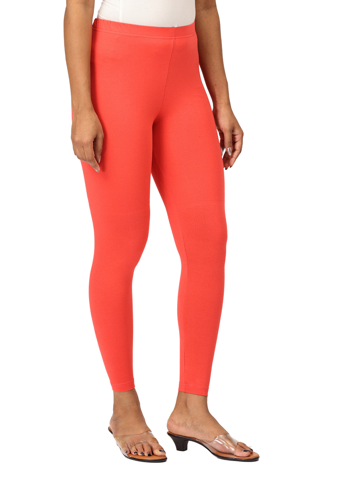 Coral Ankle Leggings for Women | Stretchable Cotton Comfort | Comfortable Everyday Wear