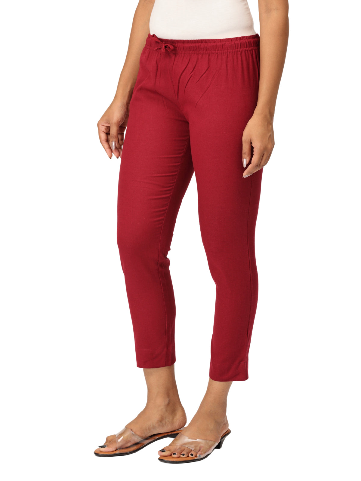 French Wine Kurti Pants for Women | Comfortable Ethnic Bottom Wear | Everyday & Office Style
