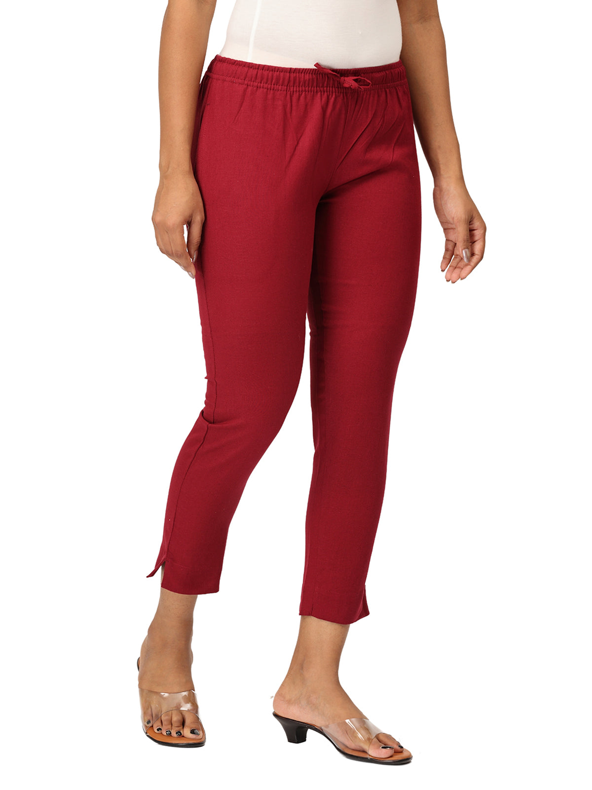 French Wine Kurti Pants for Women | Comfortable Ethnic Bottom Wear | Everyday & Office Style