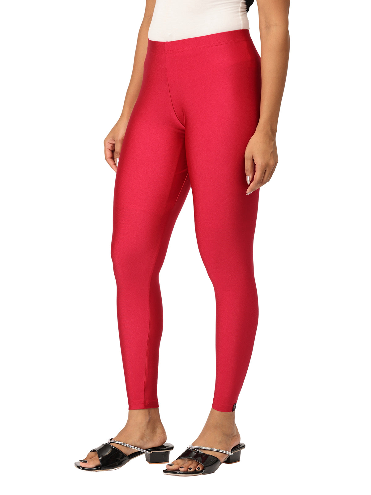 Maroon Shimmer Leggings for Women | Stretchable Nylon Comfort | Stylish Everyday & Party Wear