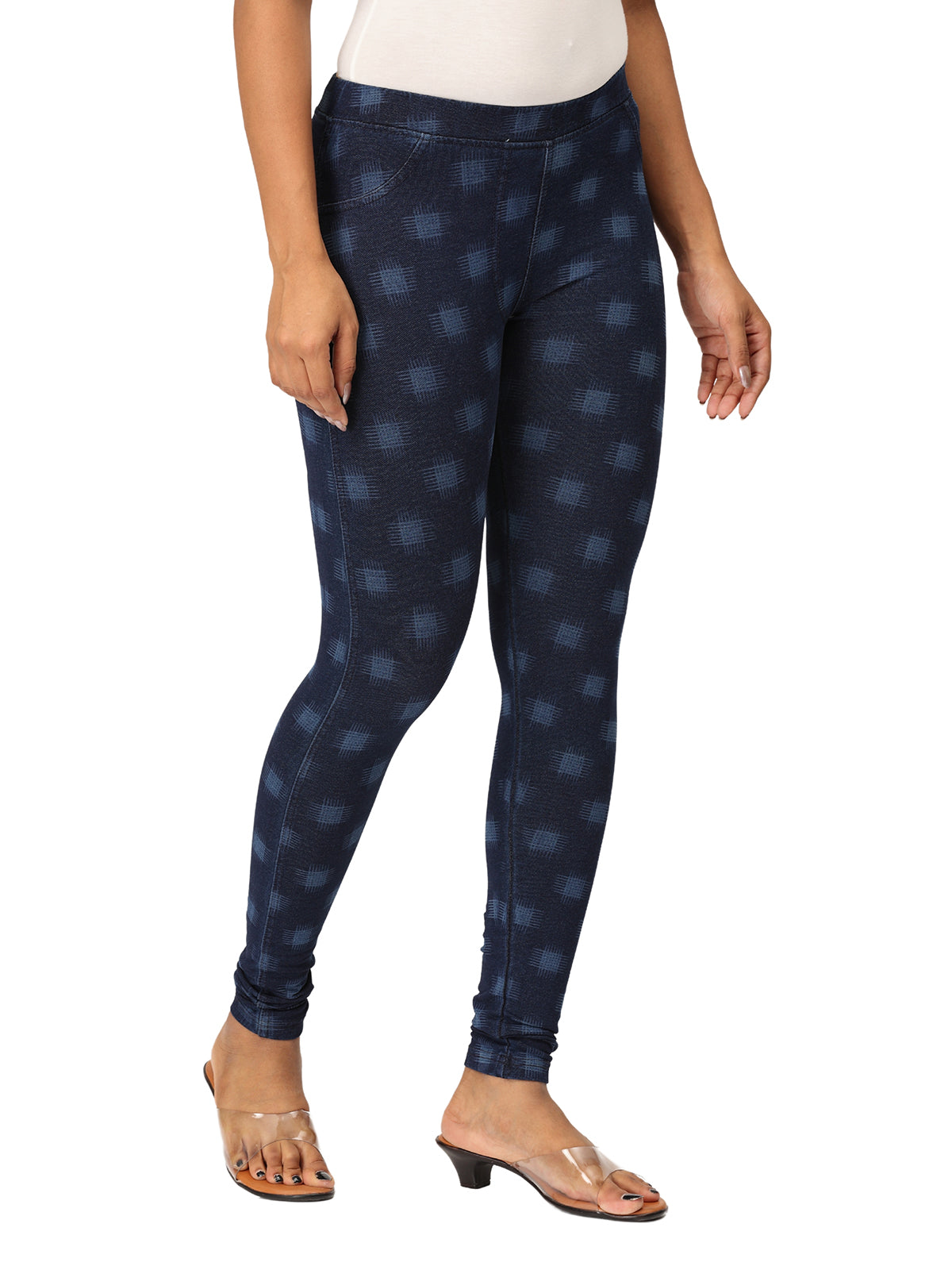 Women’s Printed Jeggings | 95% Cotton 5% Elastane | Stretchable Denim Look Bottoms | Everyday & Office Wear