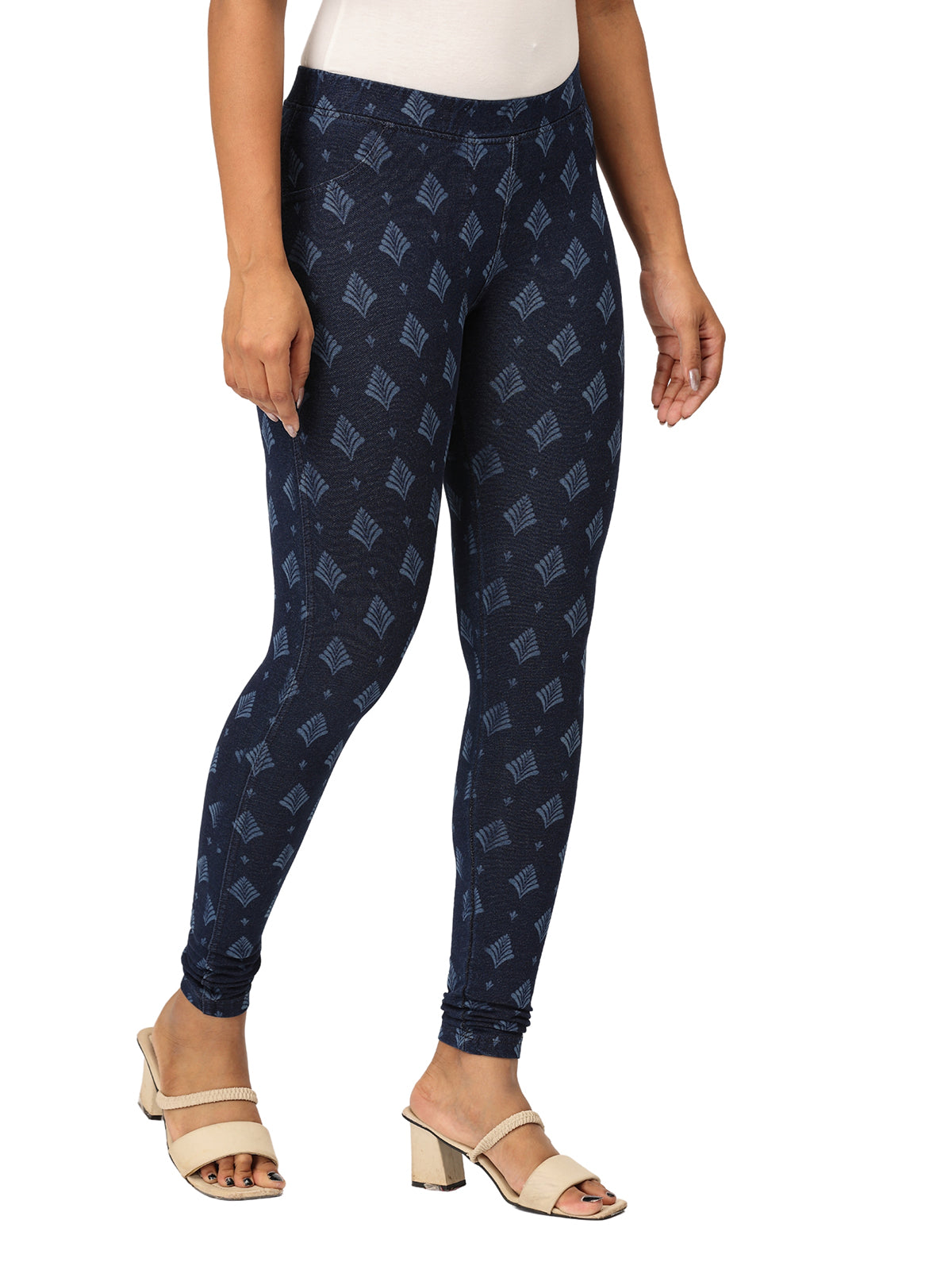 Women’s Printed Jeggings | 95% Cotton 5% Elastane | Stretchable Denim Look Bottoms | Everyday & Office Wear