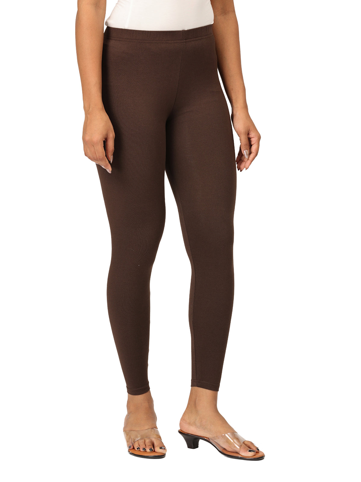 Chocolate Ankle Leggings for Women | Stretchable Cotton Comfort | Comfortable Everyday Wear