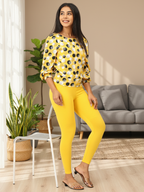 Gold Ankle Leggings for Women | Stretchable Cotton Comfort | Comfortable Everyday Wear