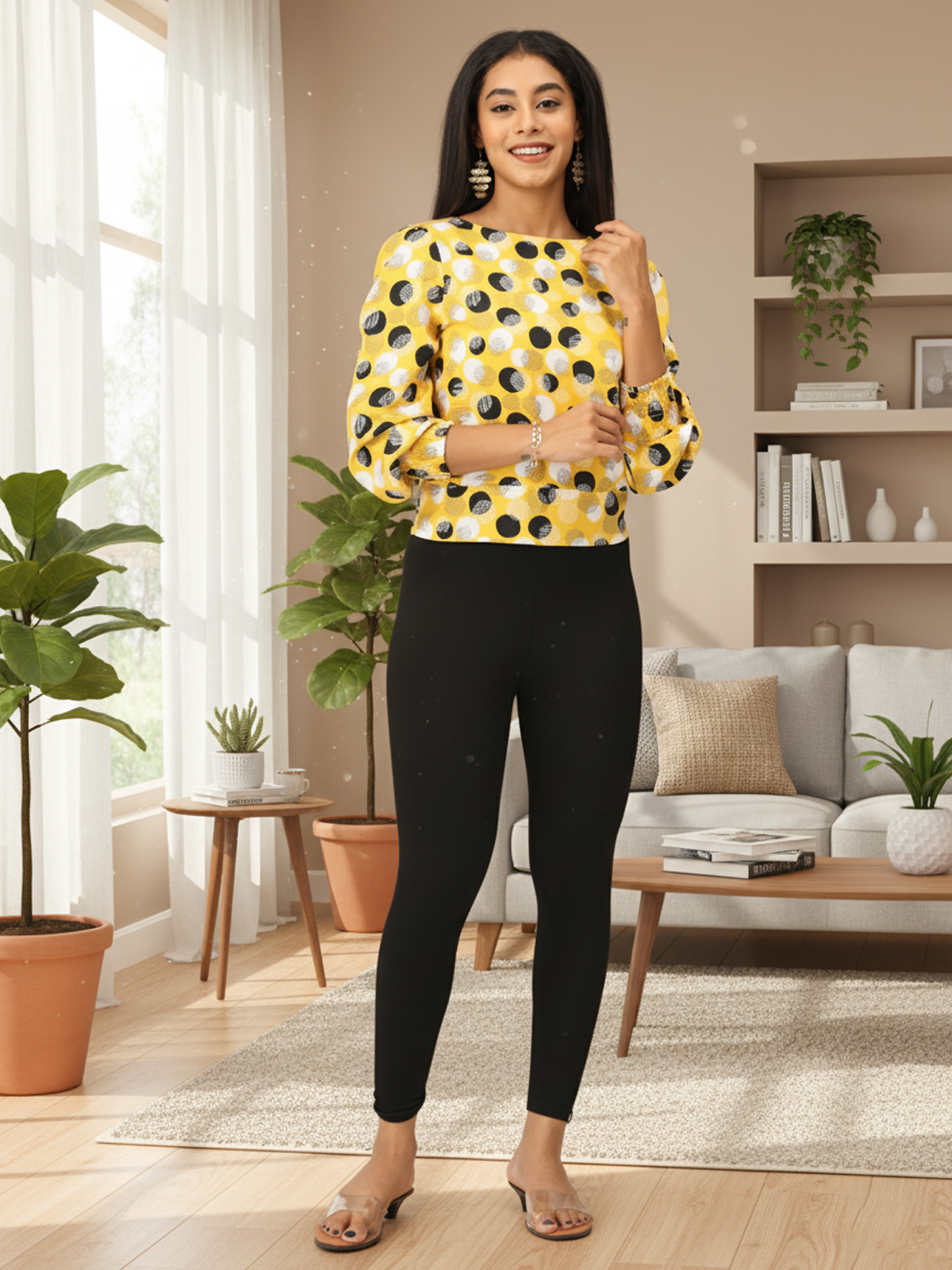 Black Ankle Leggings for Women | Stretchable Cotton Comfort | Comfortable Everyday Wear