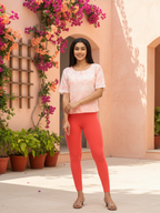 Coral Ankle Leggings for Women | Stretchable Cotton Comfort | Comfortable Everyday Wear