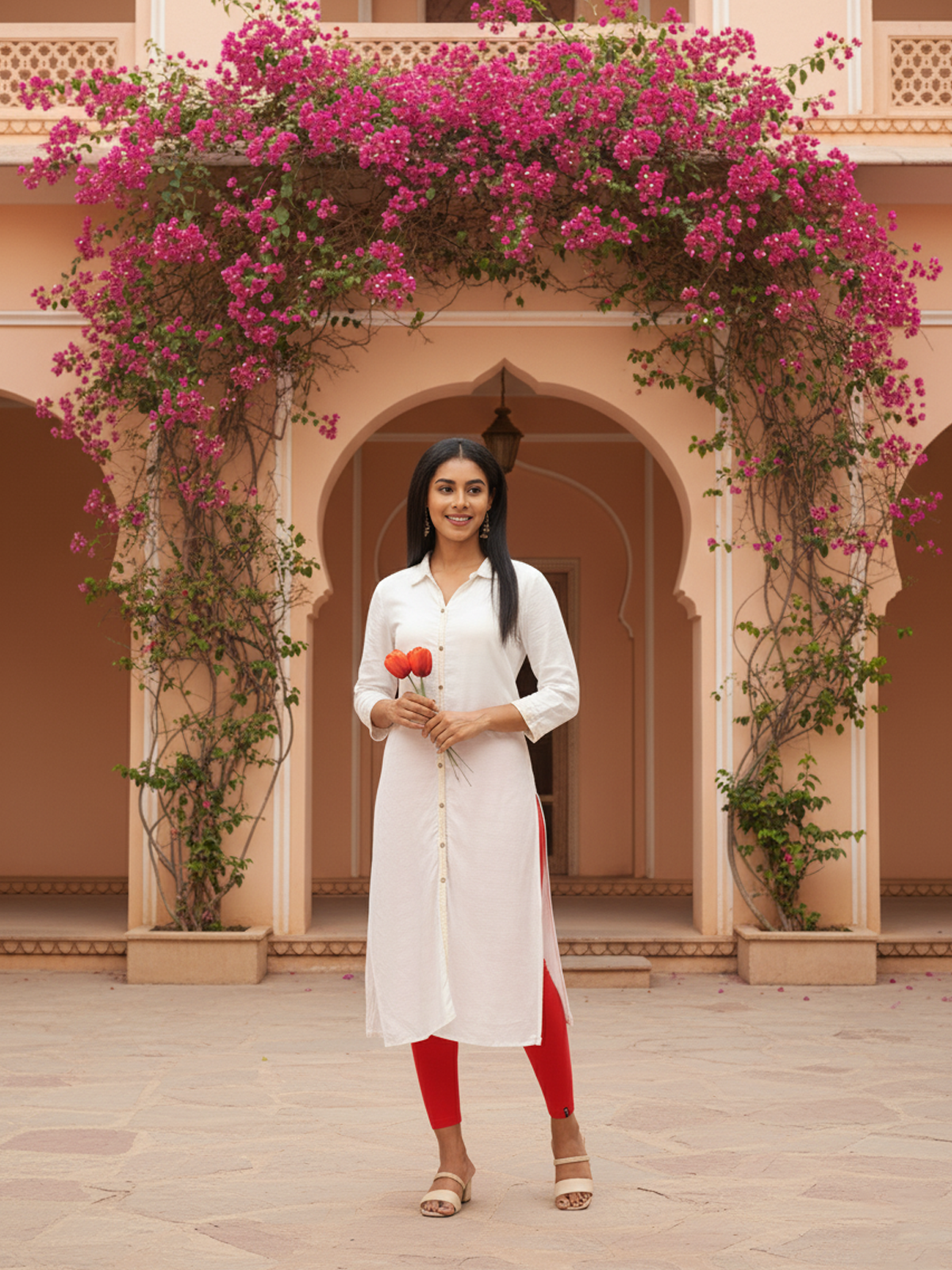 Red Ankle Leggings for Women | Stretchable Cotton Comfort | Comfortable Everyday Wear