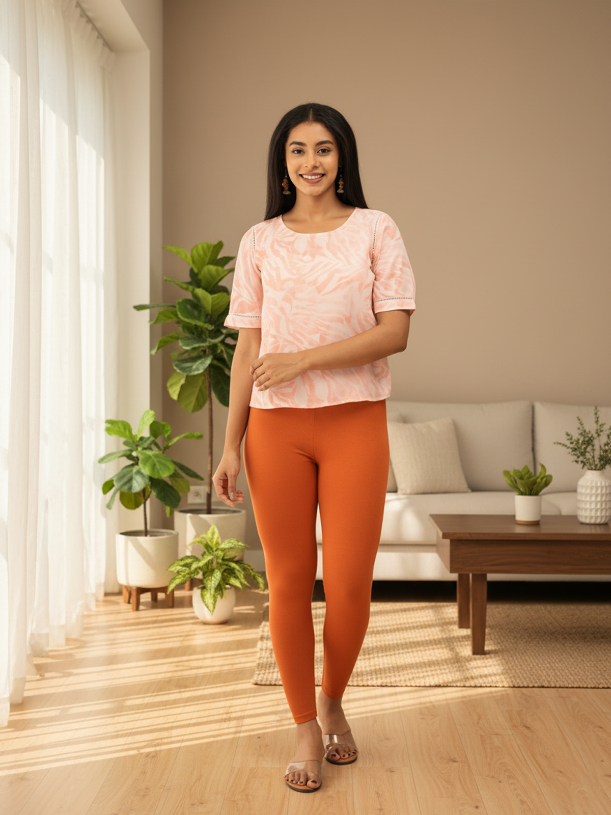 Spice Ankle Leggings for Women | Stretchable Cotton Comfort | Comfortable Everyday Wear