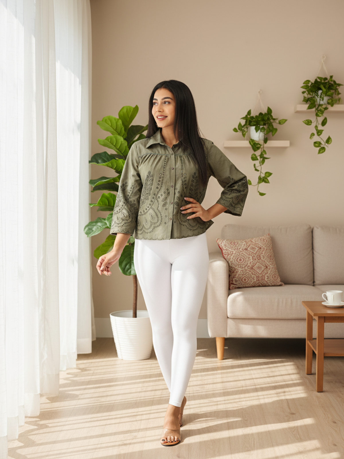 White Ankle Leggings for Women | Stretchable Cotton Comfort | Comfortable Everyday Wear