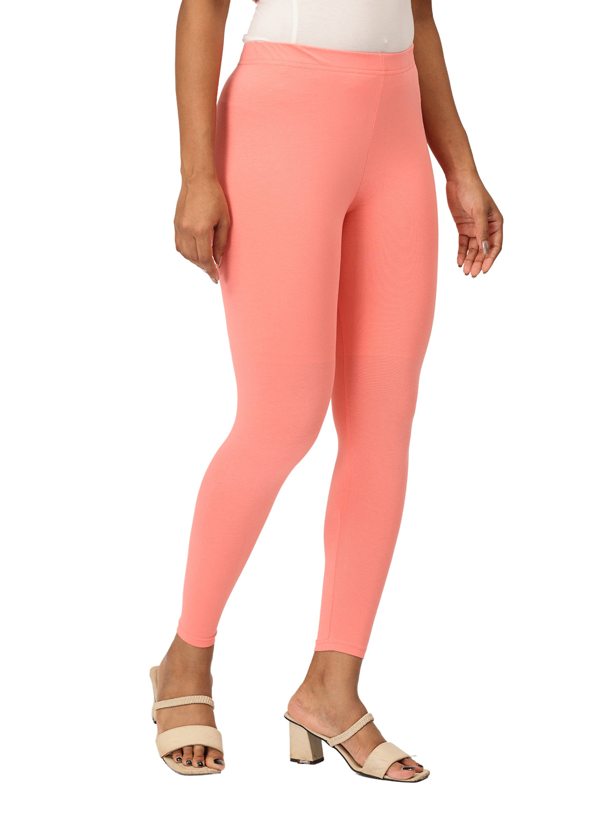 Peach Ankle Leggings for Women | Stretchable Cotton Comfort | Comfortable Everyday Wear