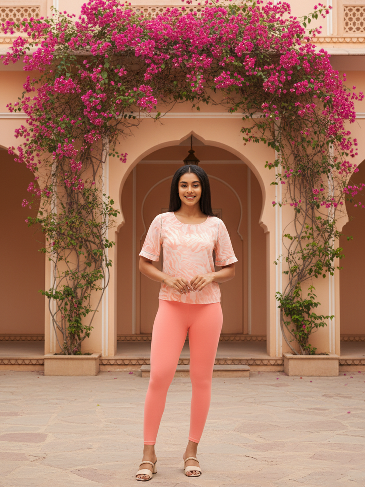 Peach Ankle Leggings for Women | Stretchable Cotton Comfort | Comfortable Everyday Wear