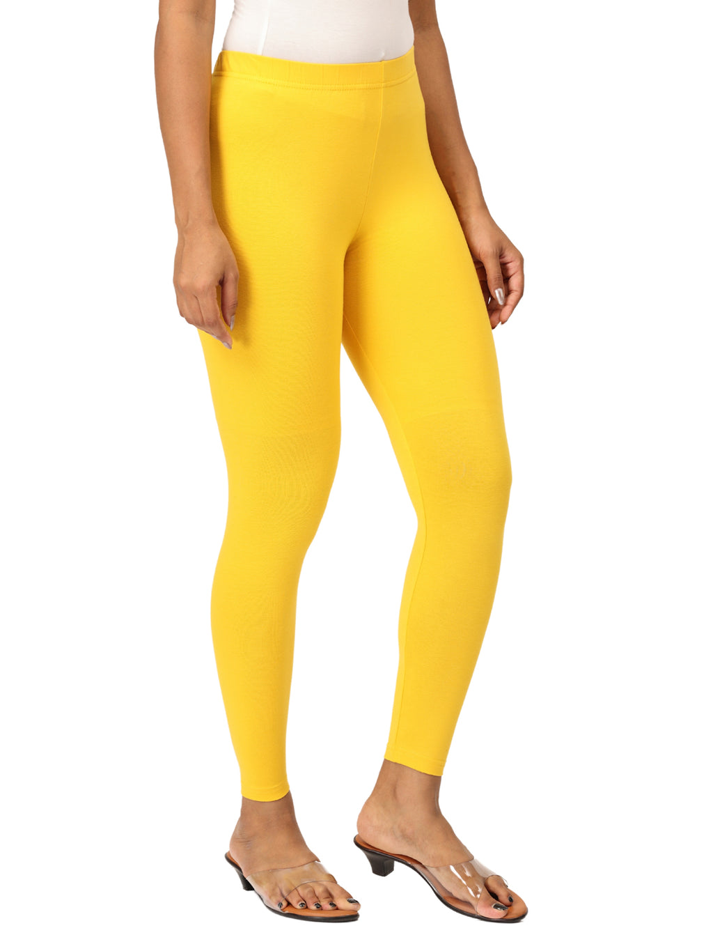 Gold Ankle Leggings for Women | Stretchable Cotton Comfort | Comfortable Everyday Wear