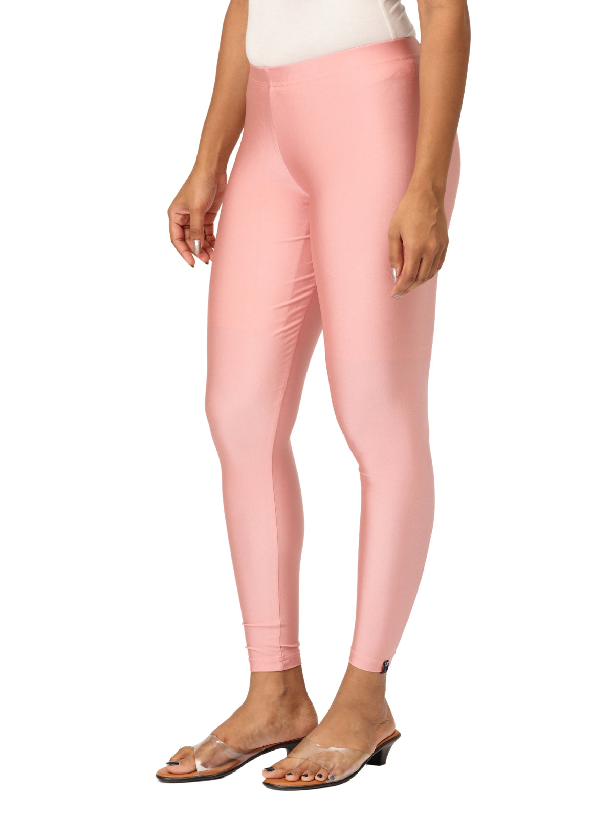 Gold Pink Shimmer Leggings for Women | Stretchable Nylon Comfort | Stylish Everyday & Party Wear