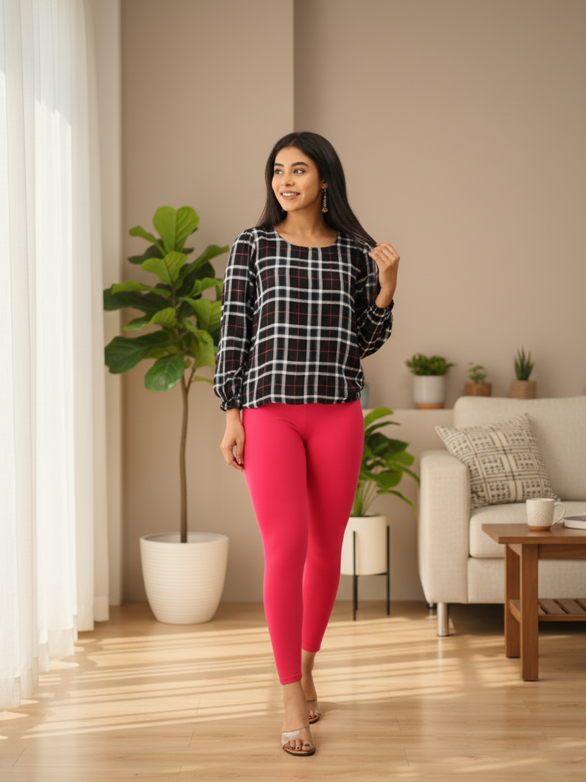 Strawberry Ankle Leggings for Women | Stretchable Cotton Comfort | Comfortable Everyday Wear