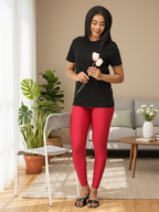 Maroon Shimmer Leggings for Women | Stretchable Nylon Comfort | Stylish Everyday & Party Wear