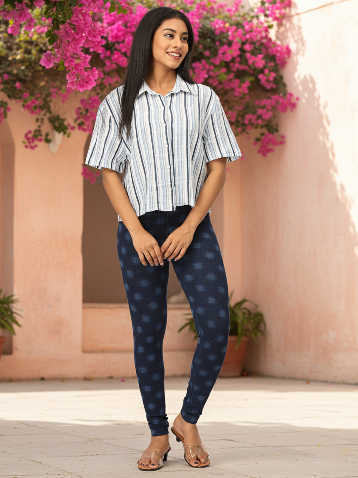 Women’s Printed Jeggings | 95% Cotton 5% Elastane | Stretchable Denim Look Bottoms | Everyday & Office Wear