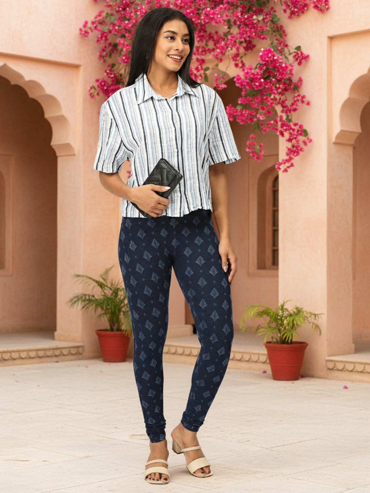 Women’s Printed Jeggings | 95% Cotton 5% Elastane | Stretchable Denim Look Bottoms | Everyday & Office Wear