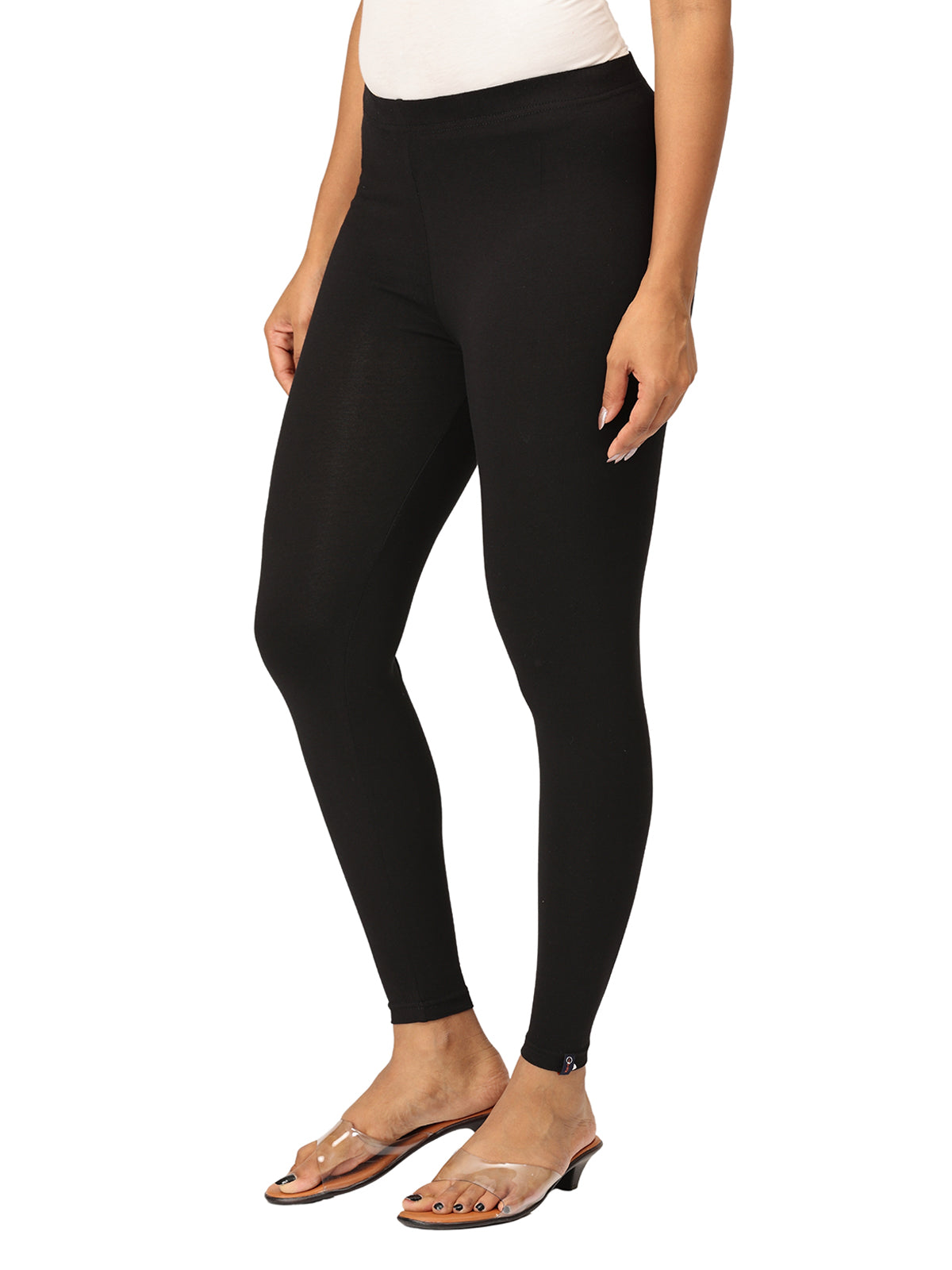Black Ankle Leggings for Women | Stretchable Cotton Comfort | Comfortable Everyday Wear