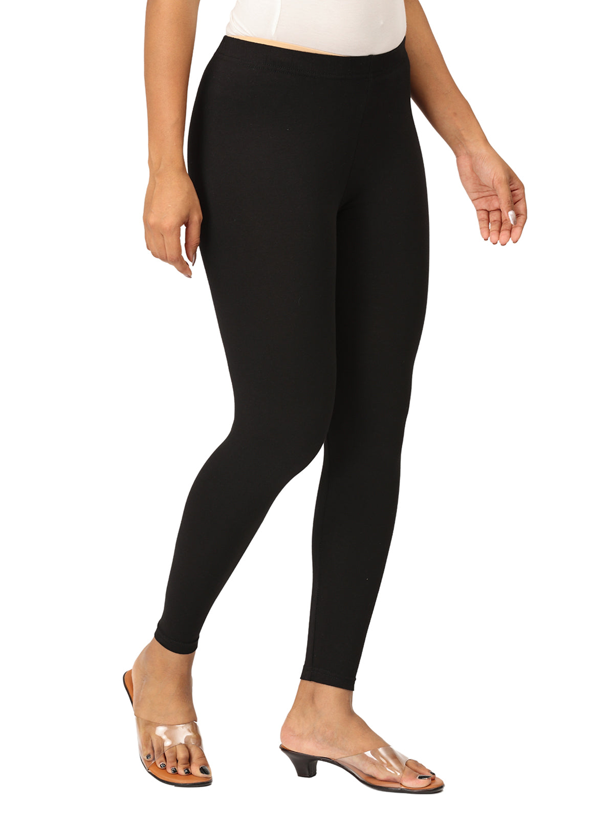 Black Ankle Leggings for Women | Stretchable Cotton Comfort | Comfortable Everyday Wear