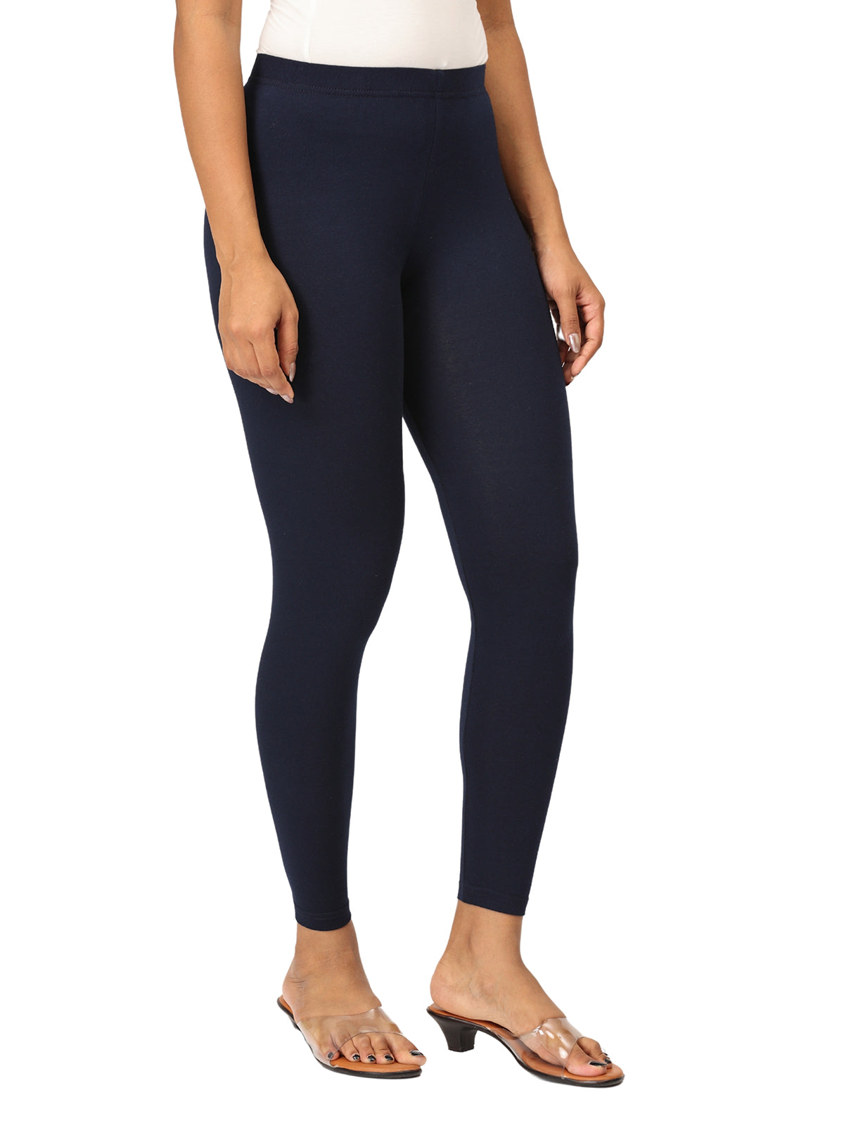 Navy Ankle Leggings for Women | Stretchable Cotton Comfort | Comfortable Everyday Wear