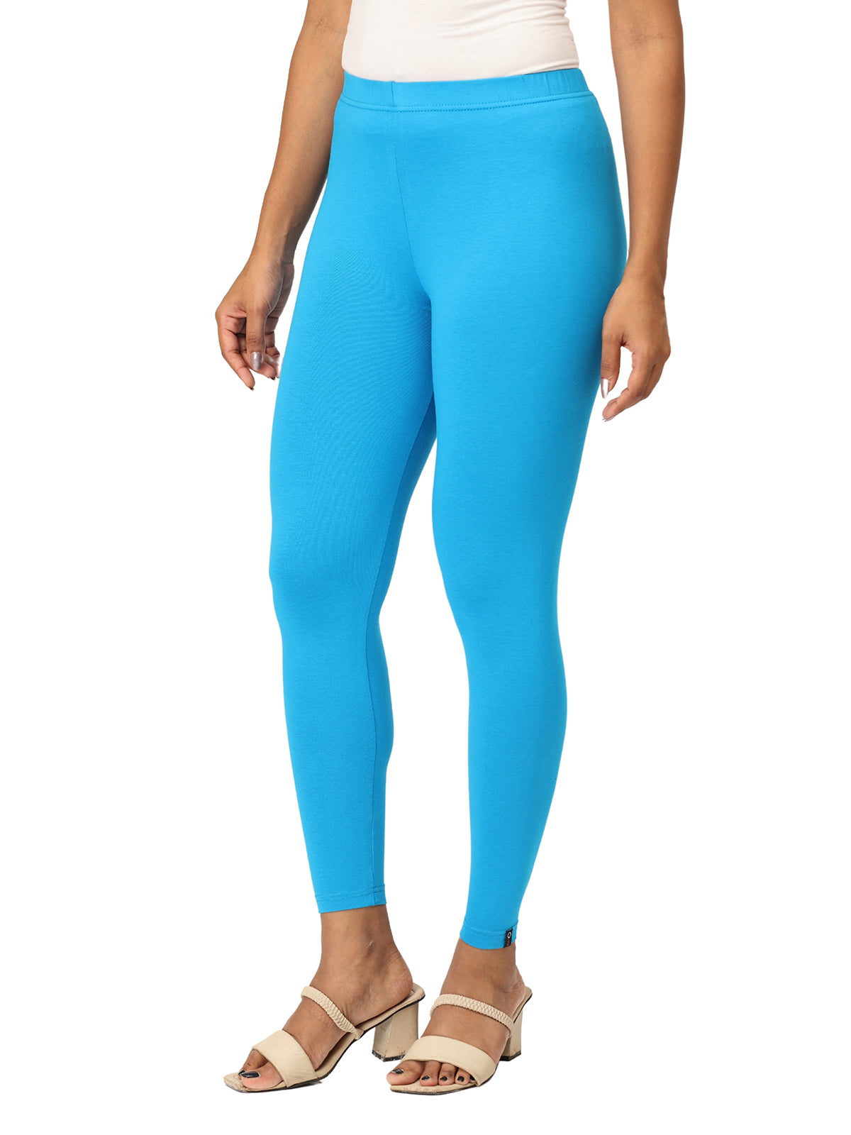 Marine Blue Ankle Leggings for Women | Stretchable Cotton Comfort | Comfortable Everyday Wear