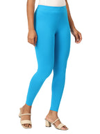 Marine Blue Ankle Leggings for Women | Stretchable Cotton Comfort | Comfortable Everyday Wear