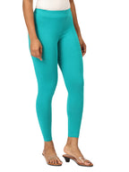 Rama Green Ankle Leggings for Women | Stretchable Cotton Comfort | Comfortable Everyday Wear