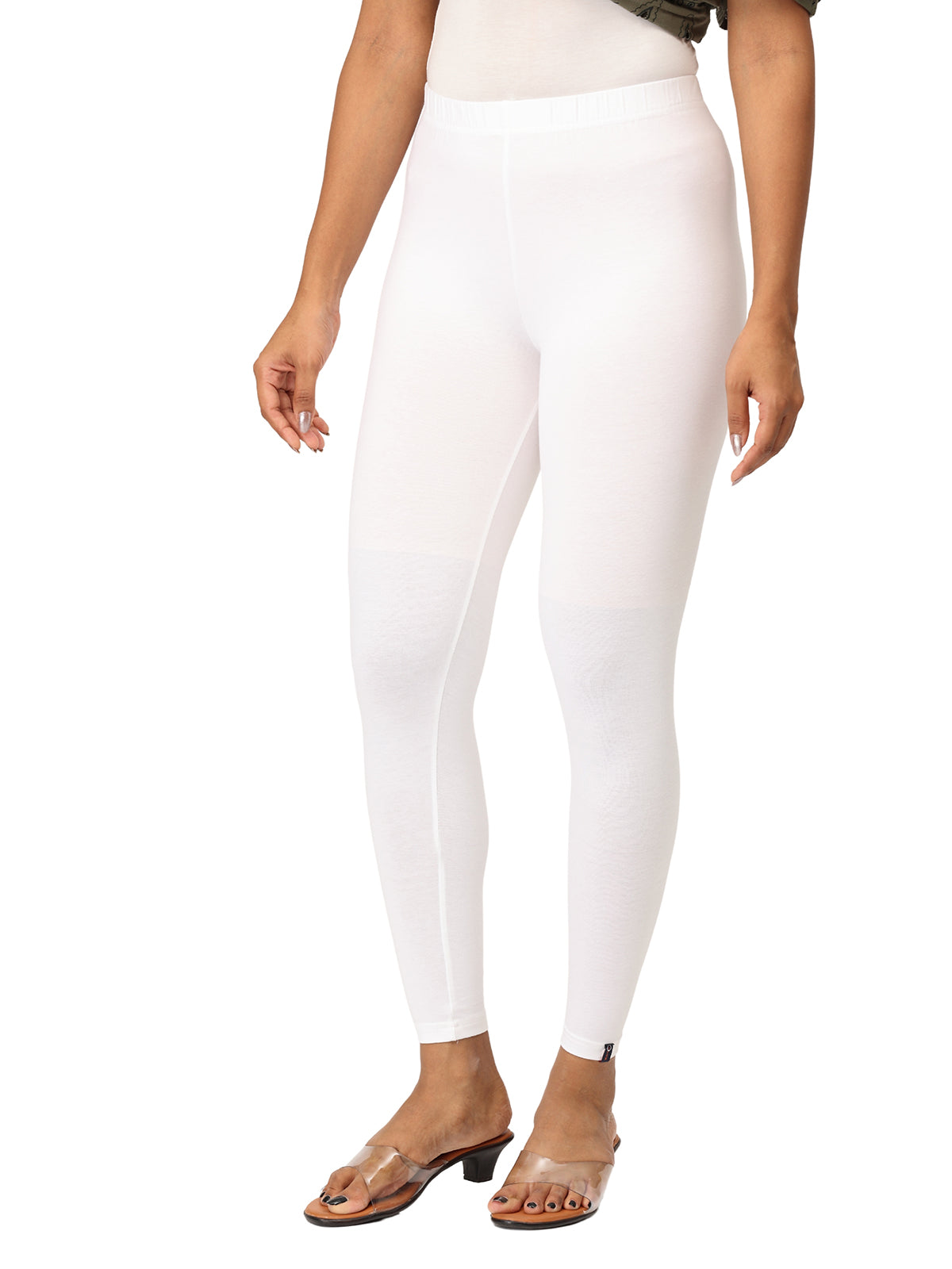 White Ankle Leggings for Women | Stretchable Cotton Comfort | Comfortable Everyday Wear