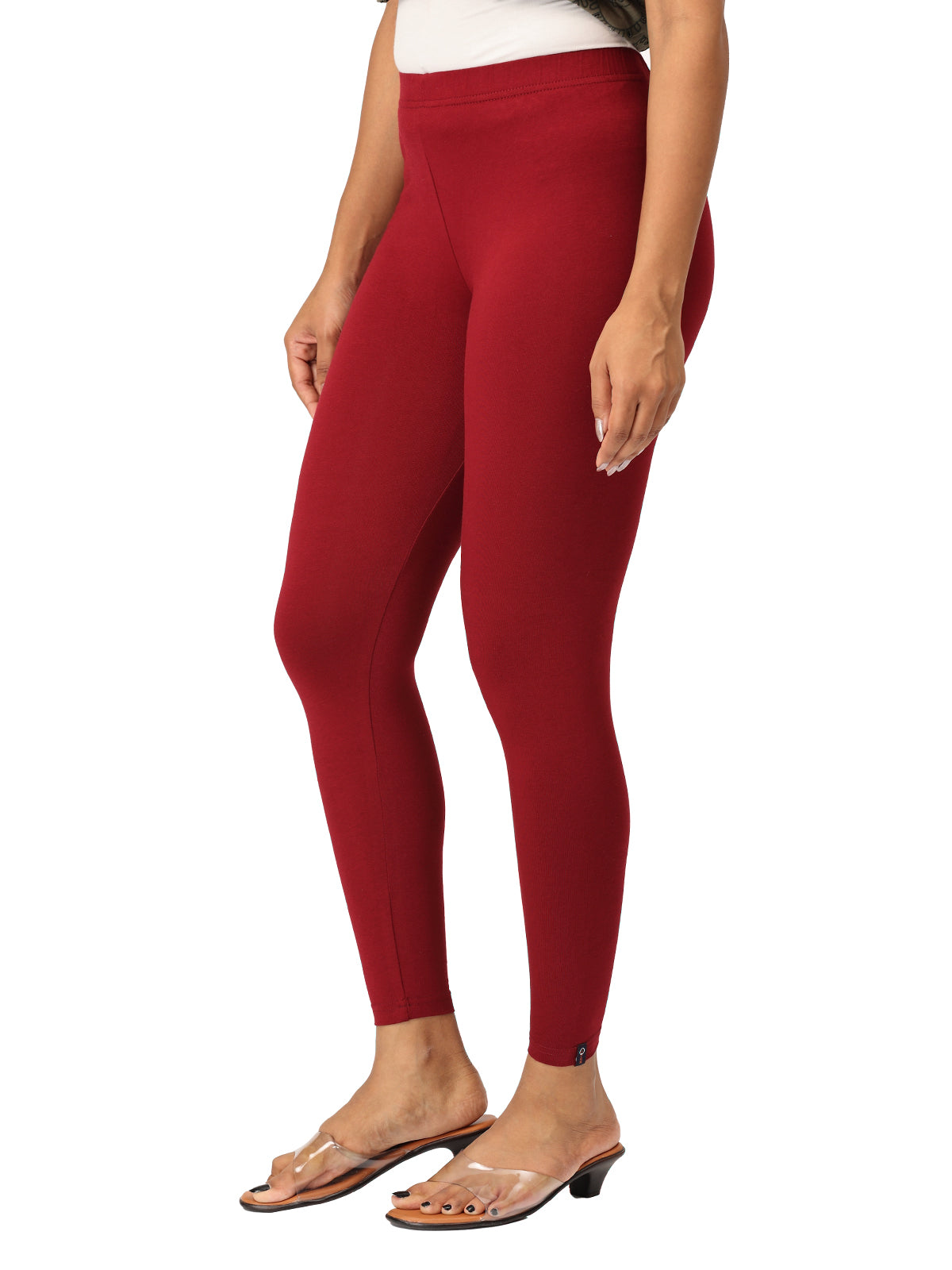 French Wine Ankle Leggings for Women | Stretchable Cotton Comfort | Comfortable Everyday Wear